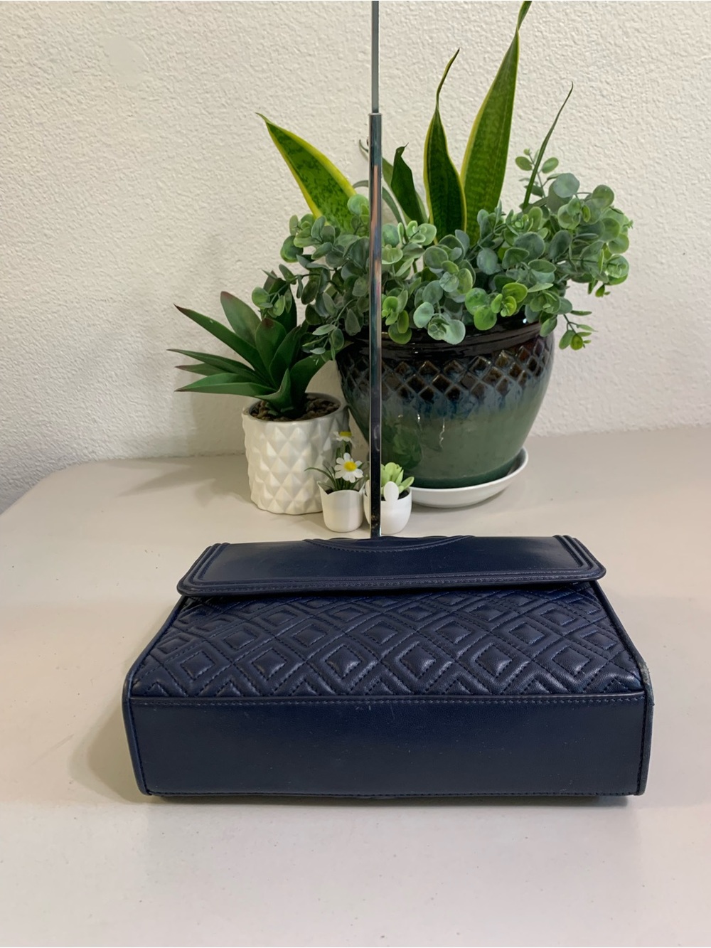 ππ Tory Burch Navy Fleming Quilted Leather Shoulder Bag - Picture 8 of 12